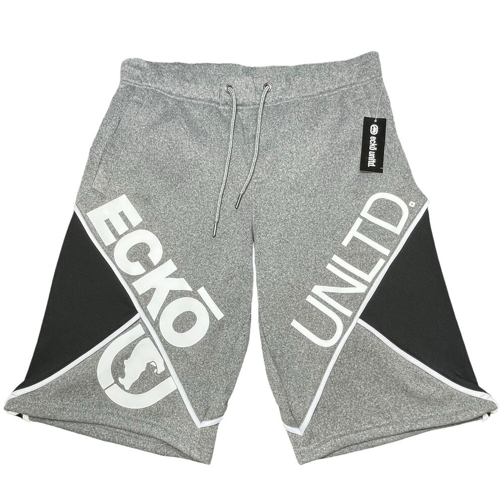ECKO UNLTD. Mens Indented Fleece Short Size M Grey Marled